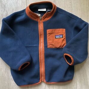 Patagonia Kids Fleece Jacket - Dark Blue and Rust - 2T